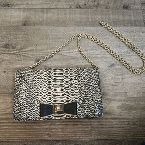 KATE SPADE Chic Black and White Snake Print Bag